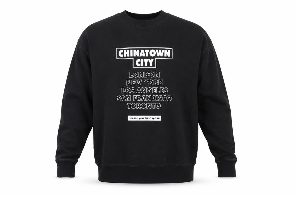 Front view of Pull&Bear men’s black cotton pullover sweatshirt, size S, - chinatown city