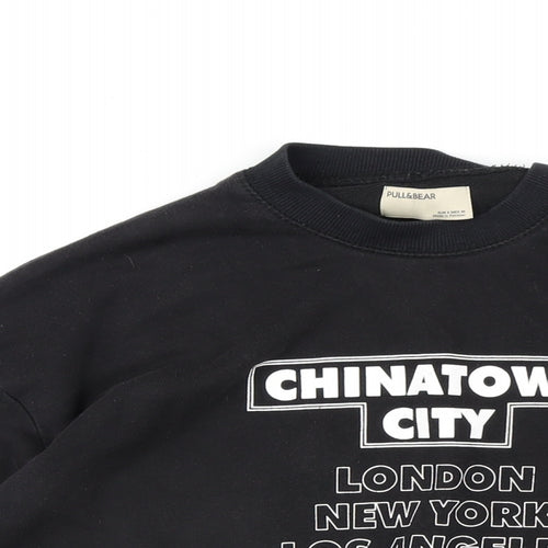 Pull&Bear Mens Black Cotton Pullover Sweatshirt Size S - Chinatown City