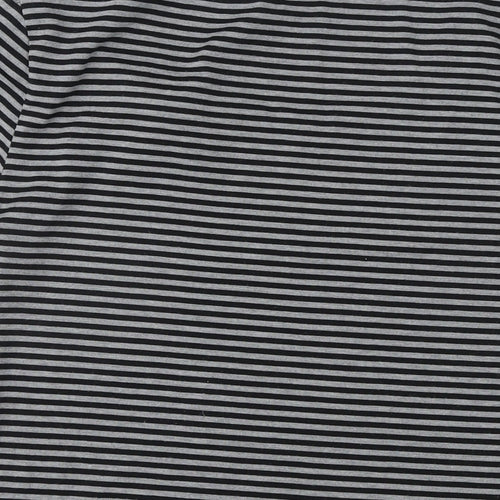 Preview Womens Grey Striped Viscose Basic T-Shirt Size 14 Round Neck