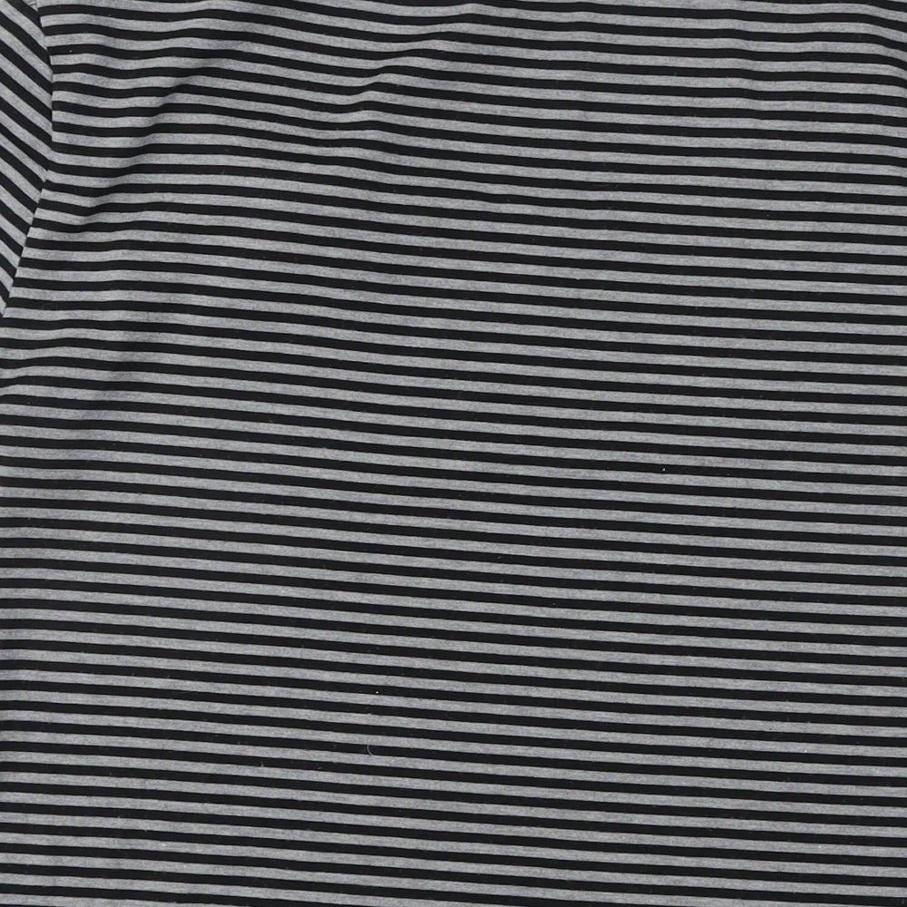 Preview Womens Grey Striped Viscose Basic T-Shirt Size 14 Round Neck