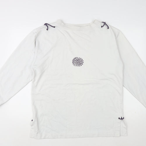 DASH Womens White Cotton Pullover Sweatshirt Size M Pullover