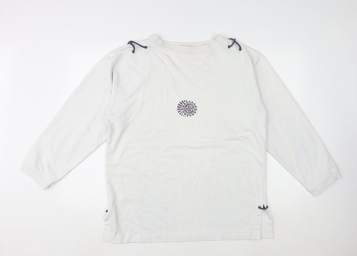 DASH Womens White Cotton Pullover Sweatshirt Size M Pullover