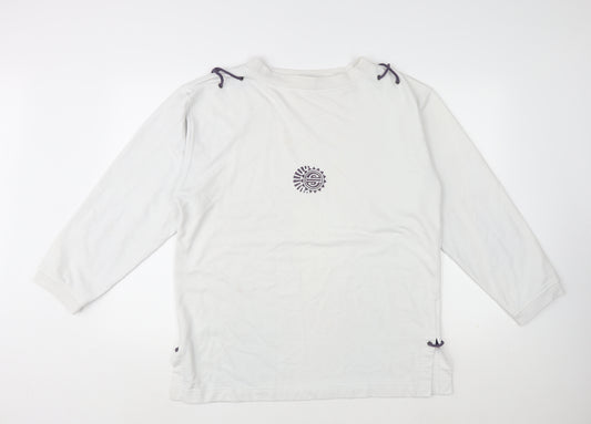 DASH Womens White Cotton Pullover Sweatshirt Size M Pullover