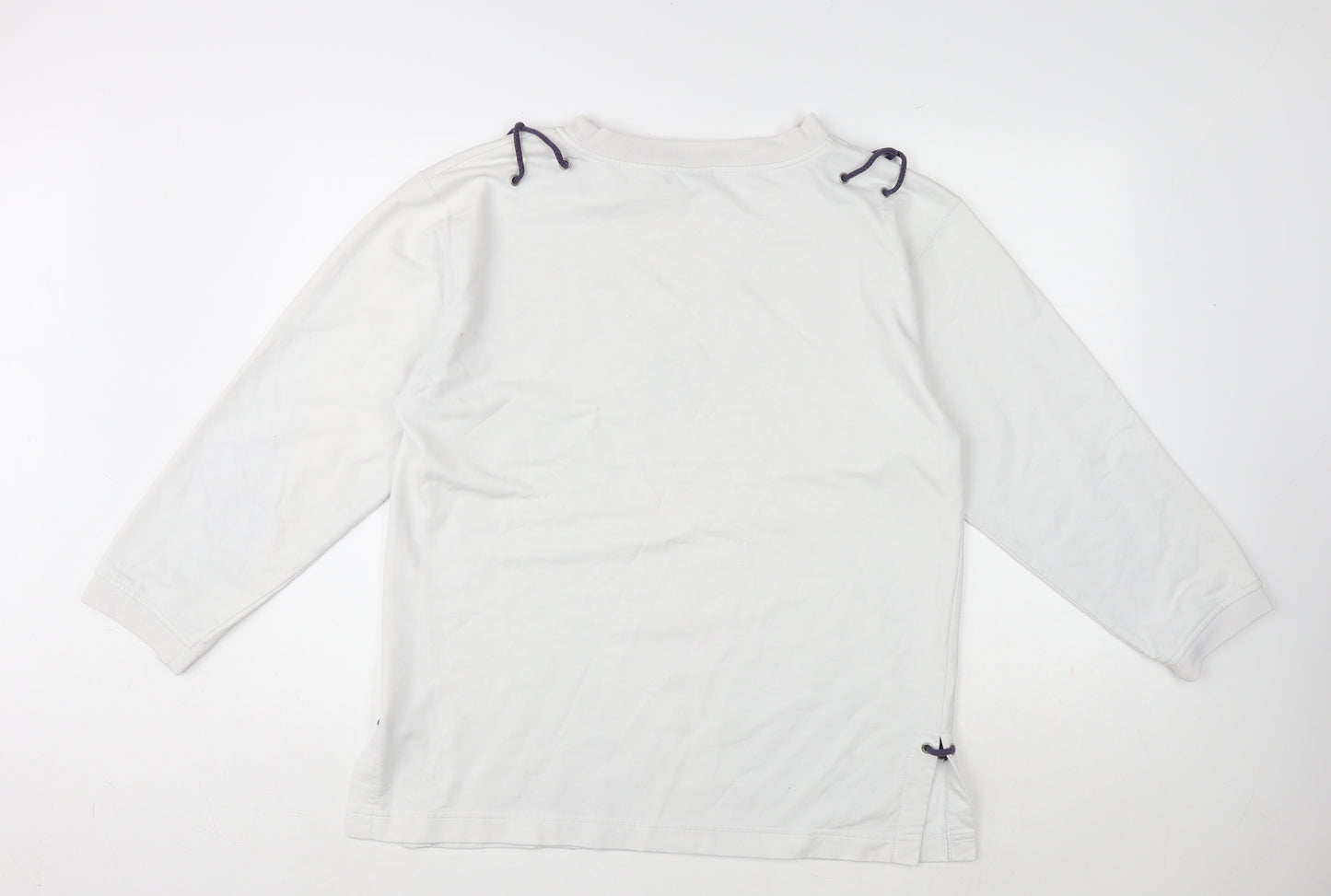 DASH Womens White Cotton Pullover Sweatshirt Size M Pullover