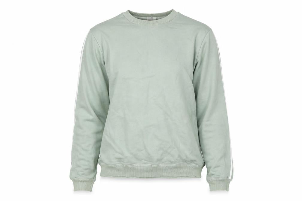 Front view of ASOS women’s green cotton pullover sweatshirt, size UK 8, pullover