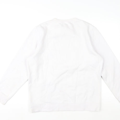 H&M Mens White Cotton Pullover Sweatshirt Size M - Here Now There Then