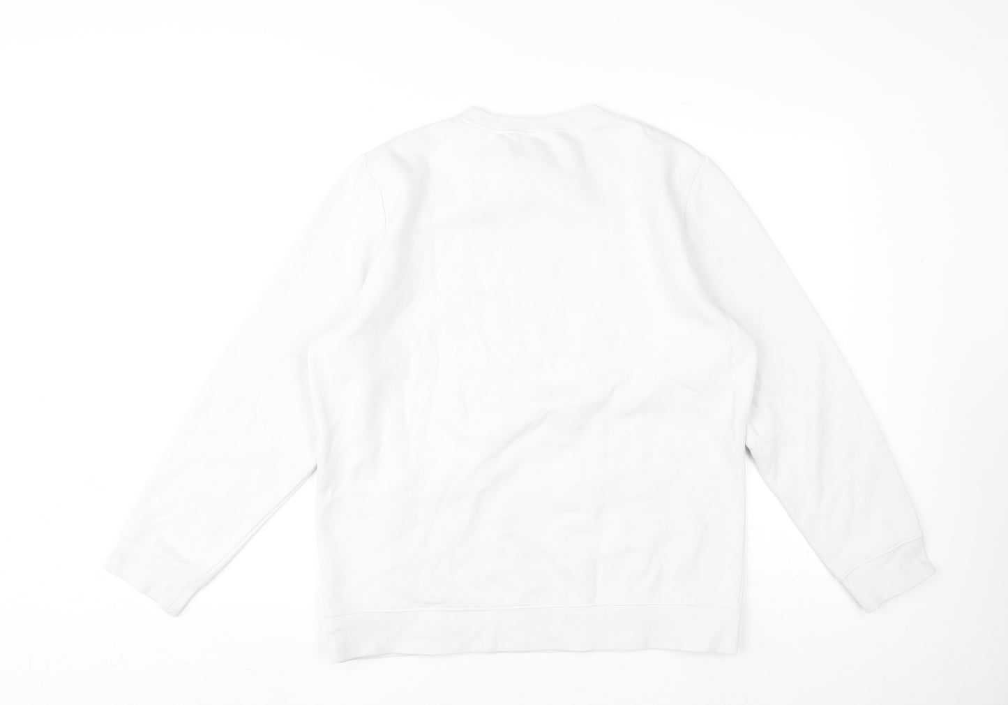 H&M Mens White Cotton Pullover Sweatshirt Size M - Here Now There Then