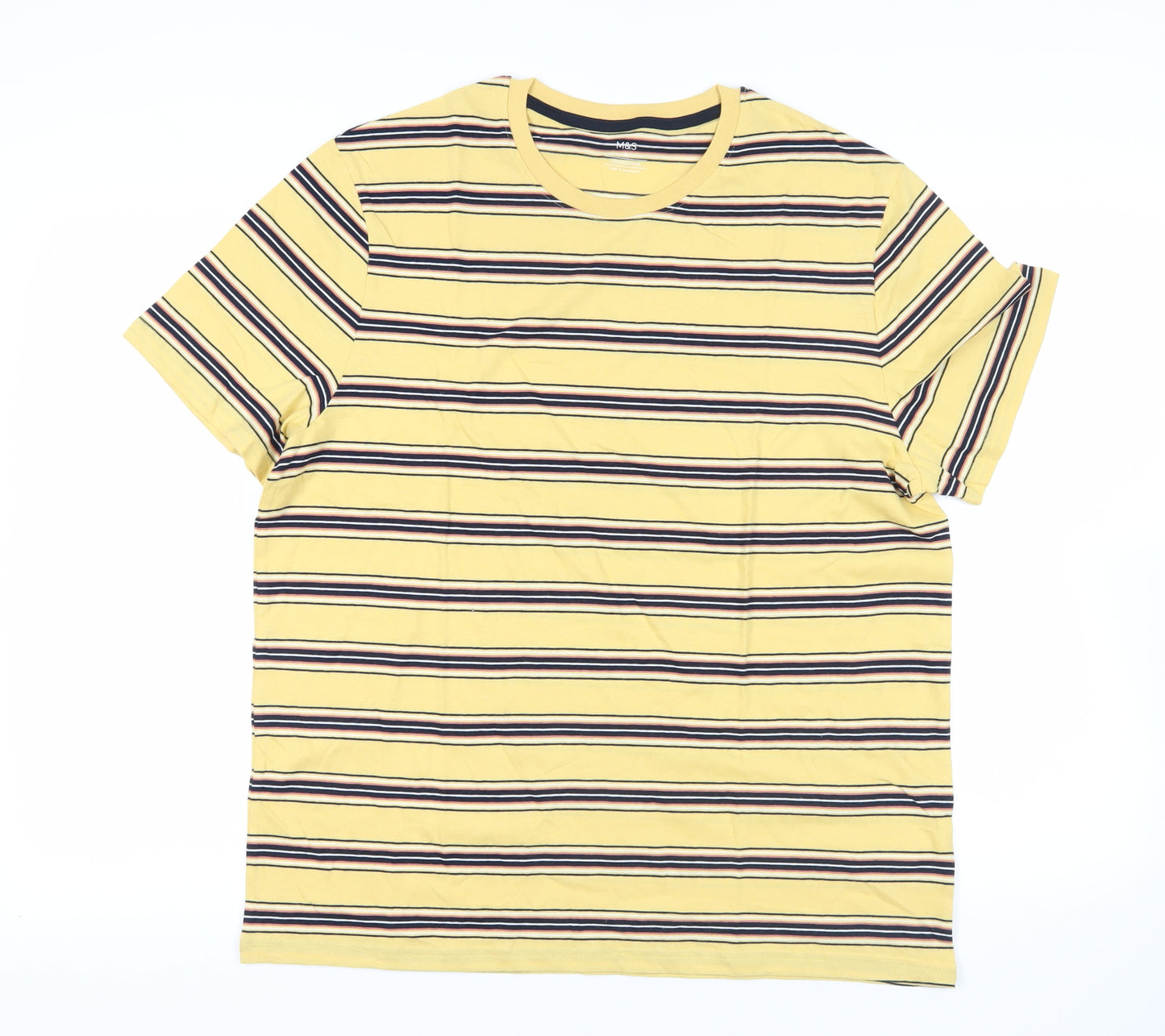 Marks and Spencer Yellow Striped T-Shirt L