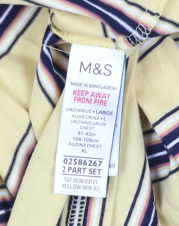 Marks and Spencer Yellow Striped T-Shirt L