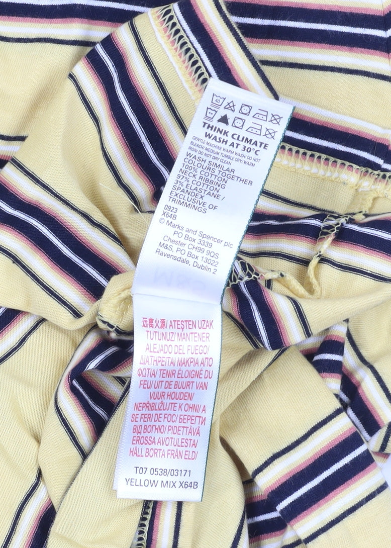 Marks and Spencer Yellow Striped T-Shirt L