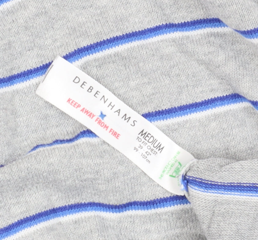 Debenhams Grey Striped Henley Jumper M