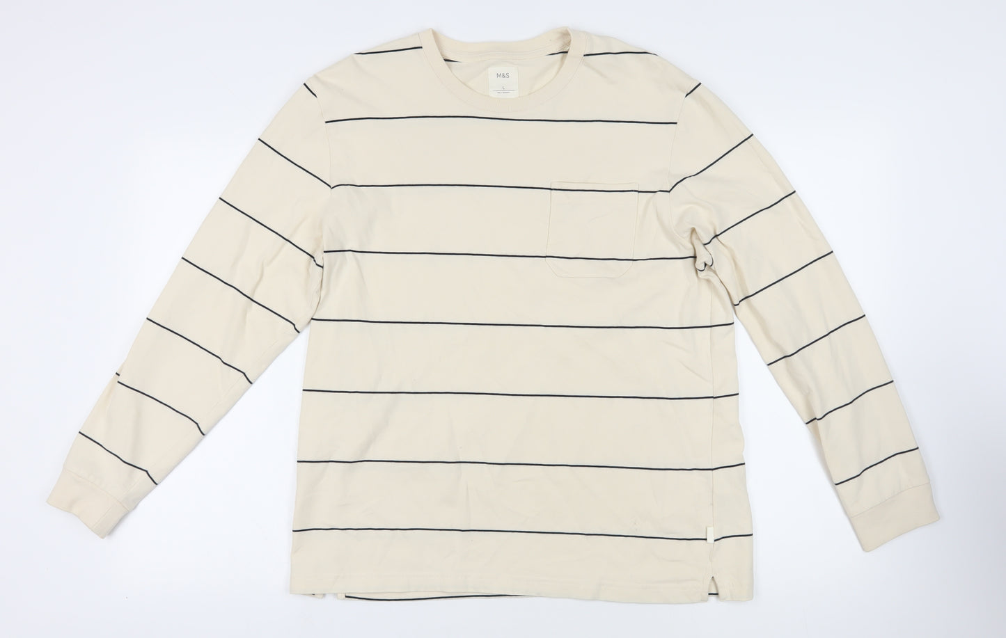 Marks and Spencer Beige Striped Long Sleeve T-Shirt