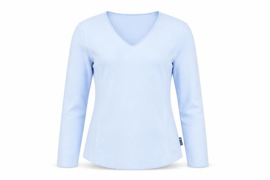 Front view of Maine New England Blue V-Neck Blouse, size 12