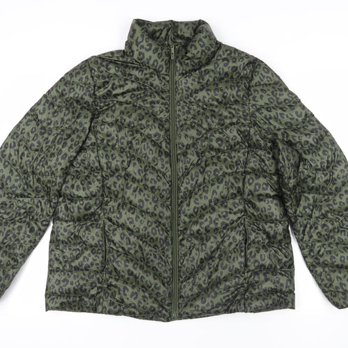 Marks and Spencer Green Puffer Jacket with Animal Print