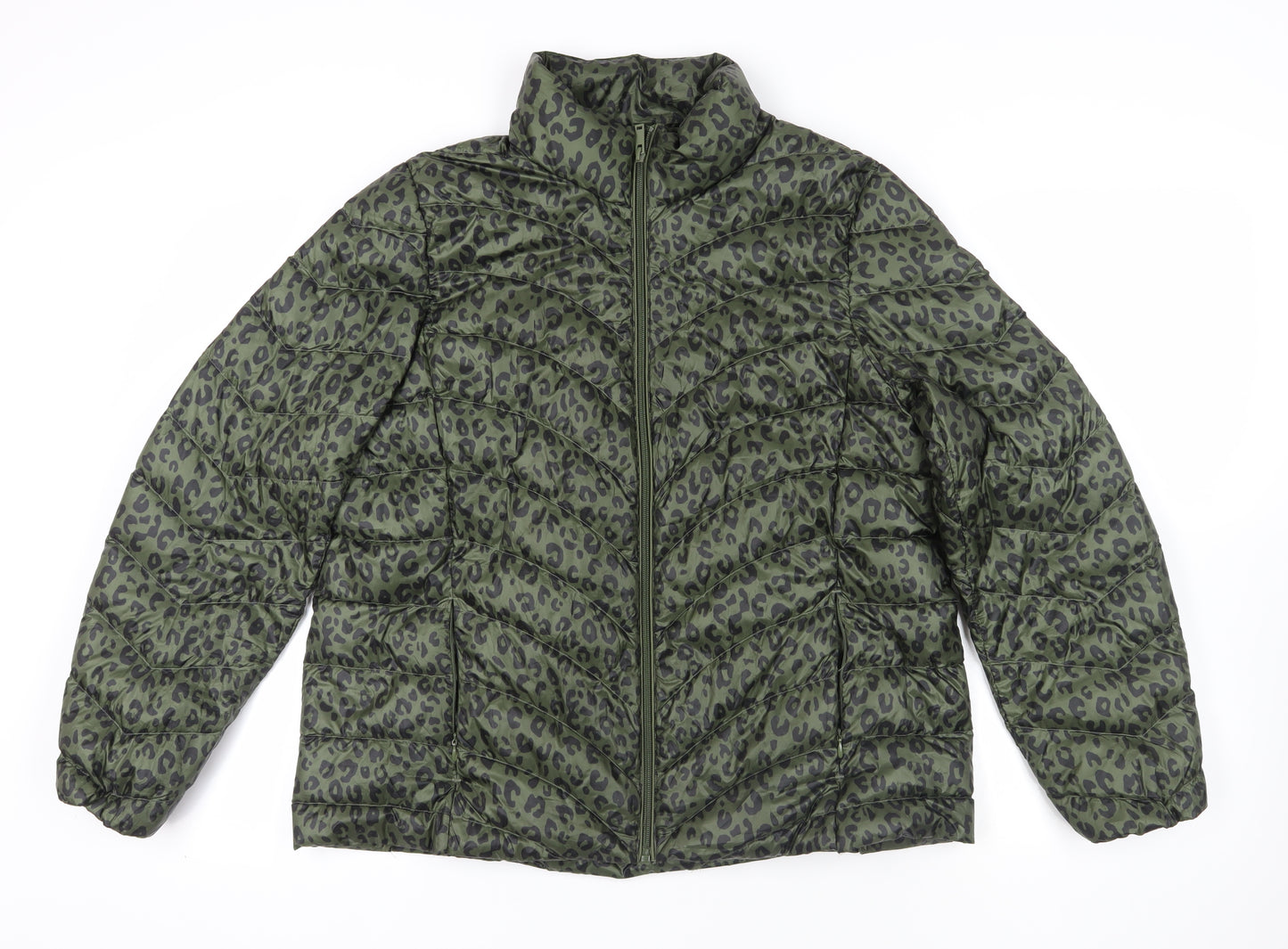 Marks and Spencer Green Puffer Jacket with Animal Print