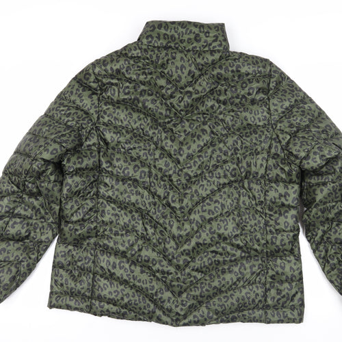 Marks and Spencer Green Puffer Jacket with Animal Print