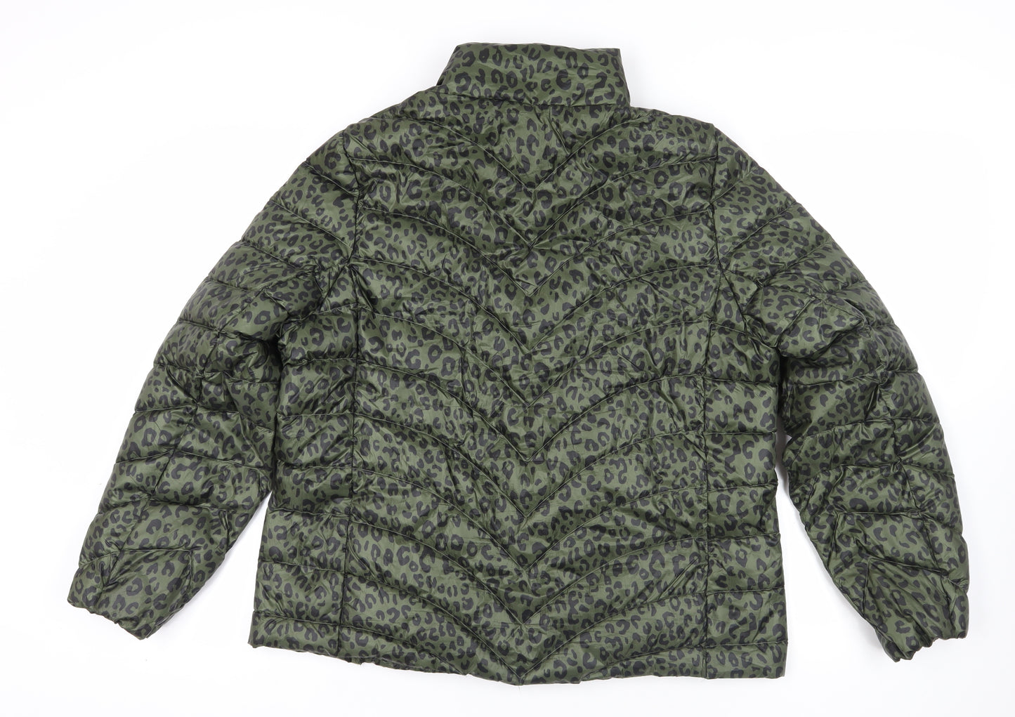 Marks and Spencer Green Puffer Jacket with Animal Print