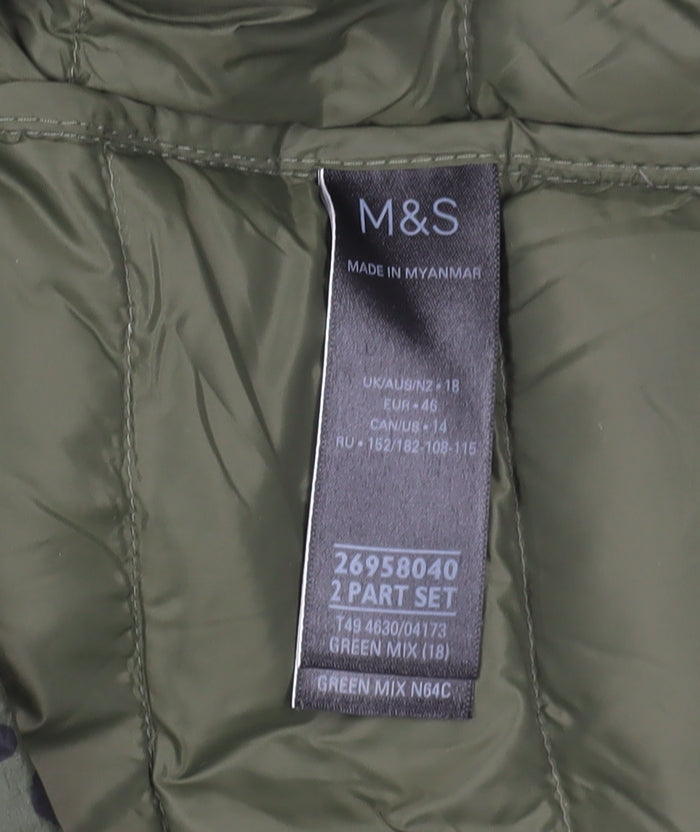 Marks and Spencer Green Puffer Jacket with Animal Print