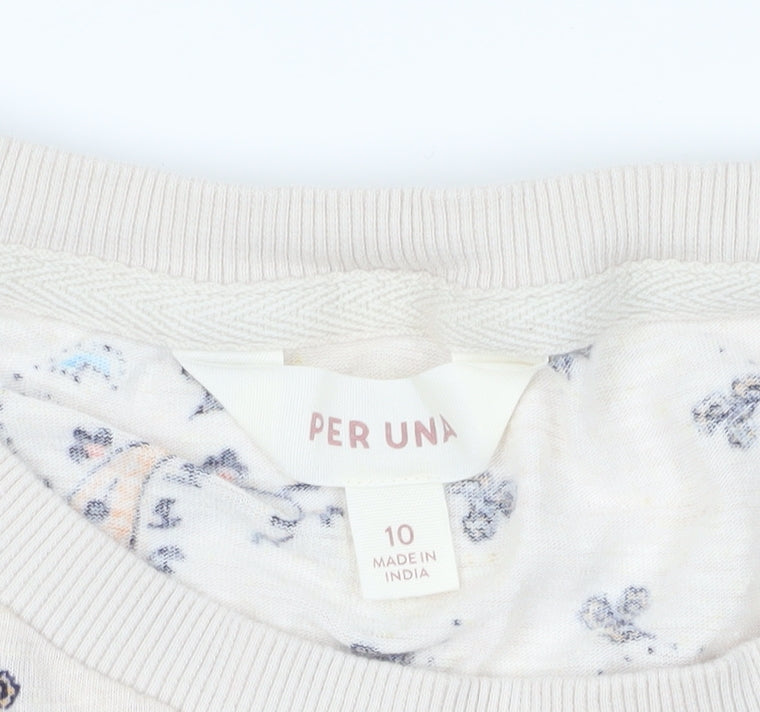 Marks and Spencer Beige Floral T-Shirt Size 10