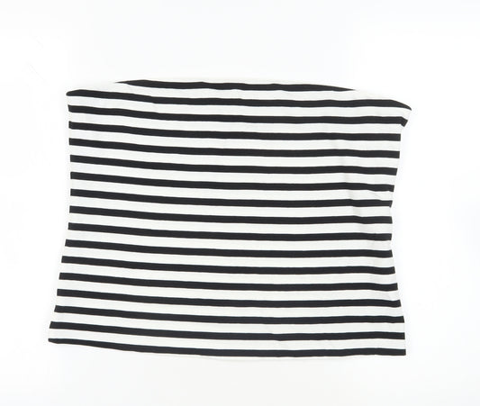 Marks & Spencer Striped Strapless Tank Black White XL