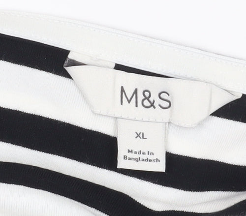 Marks & Spencer Striped Strapless Tank Black White XL