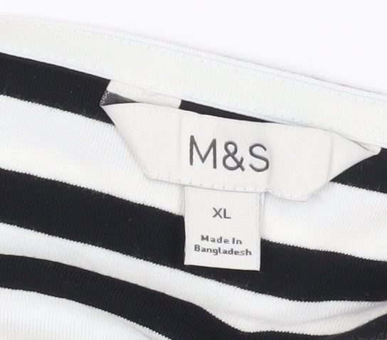 Marks & Spencer Striped Strapless Tank Black White XL