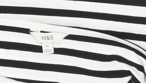 Marks & Spencer Striped Strapless Tank Black White XL