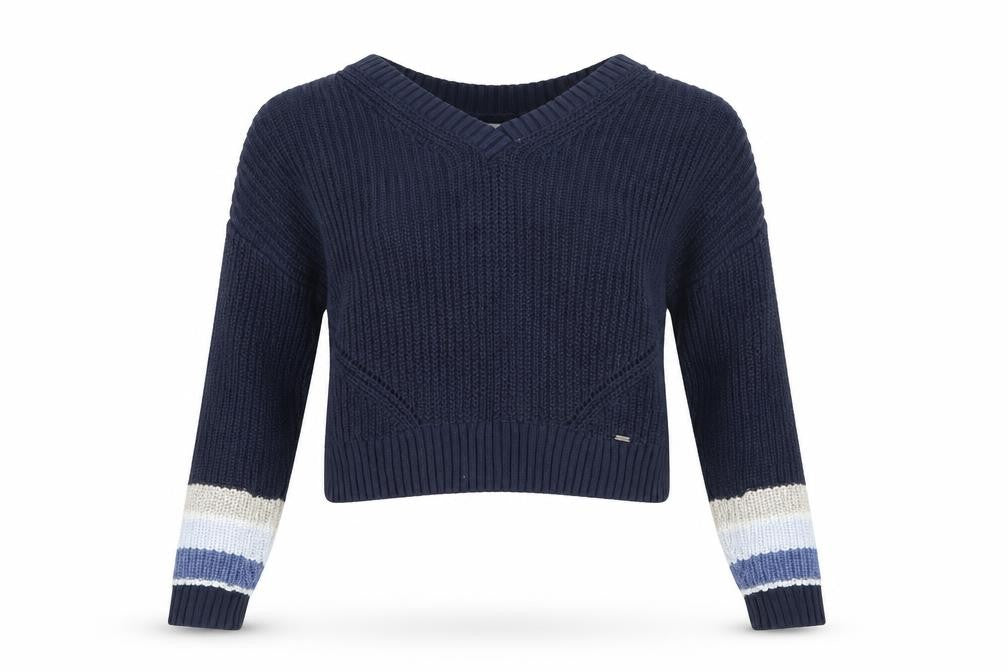 Hollister Blue Chunky-Knit V-Neck Jumper XS