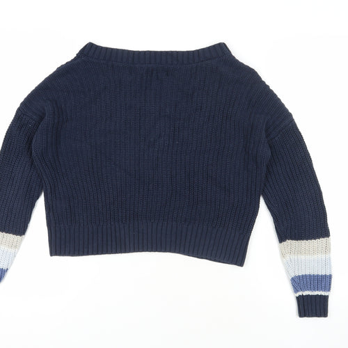 Hollister Blue Chunky-Knit V-Neck Jumper XS