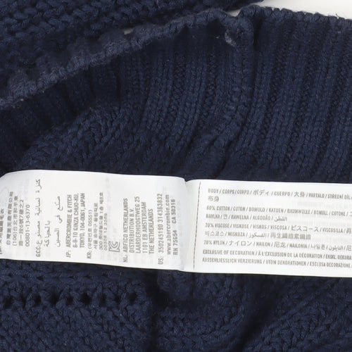 Hollister Blue Chunky-Knit V-Neck Jumper XS