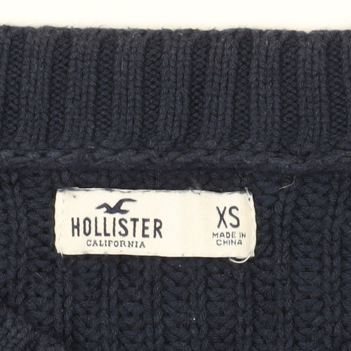 Hollister Blue Chunky-Knit V-Neck Jumper XS