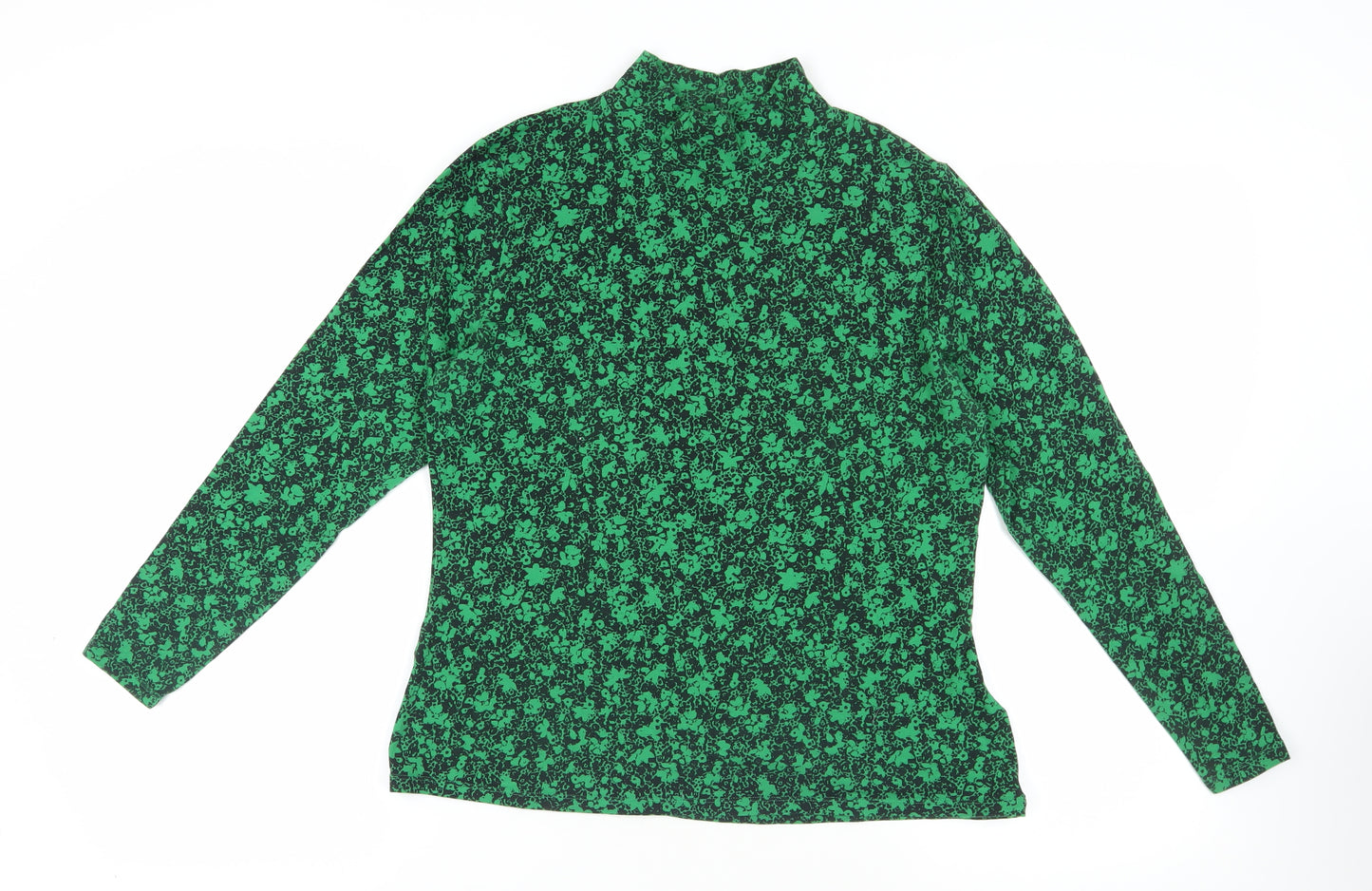 Marks and Spencer Green Floral High Neck Blouse Size 16