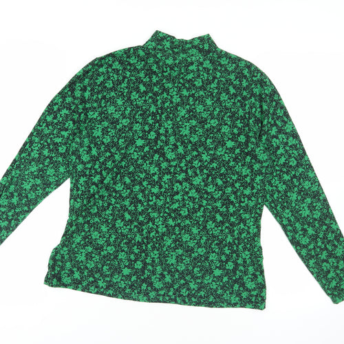 Marks and Spencer Green Floral High Neck Blouse Size 16