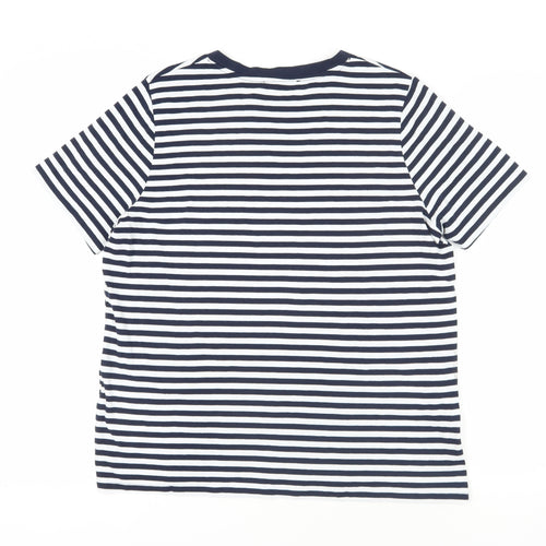 Marks and Spencer Striped Cotton T-Shirt 16 Multicoloured Casual