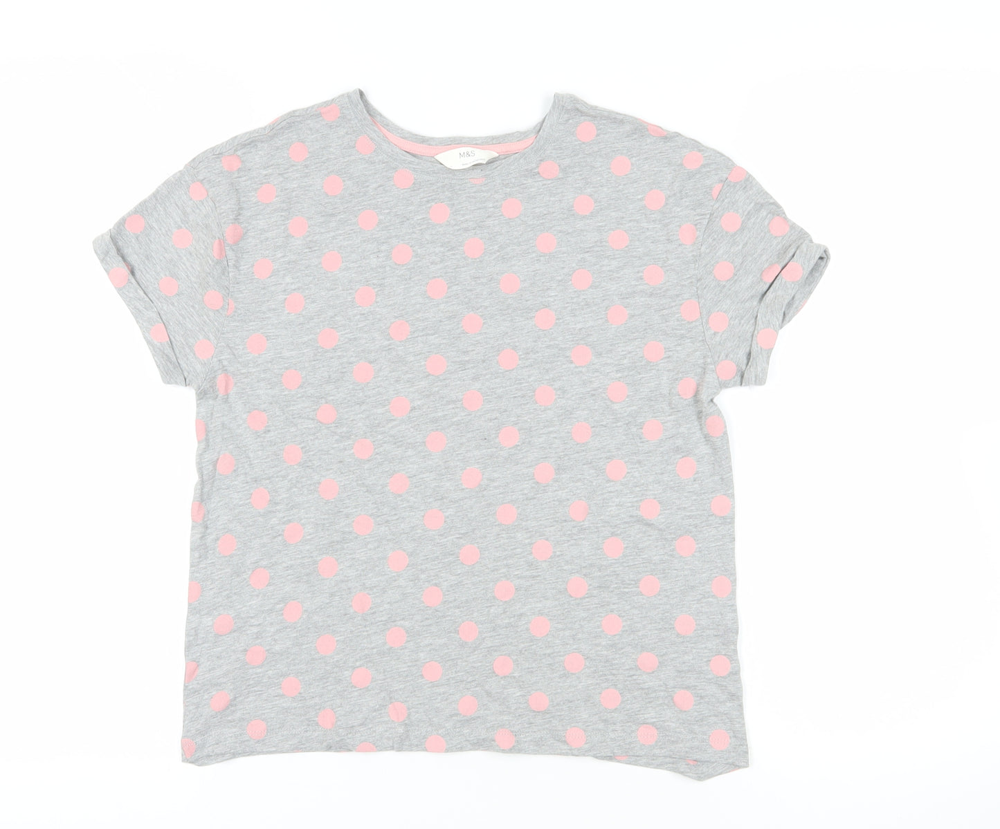 Marks and Spencer Grey Polka Dot T-Shirt - Size S