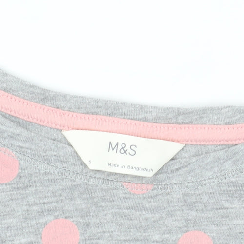 Marks and Spencer Grey Polka Dot T-Shirt - Size S