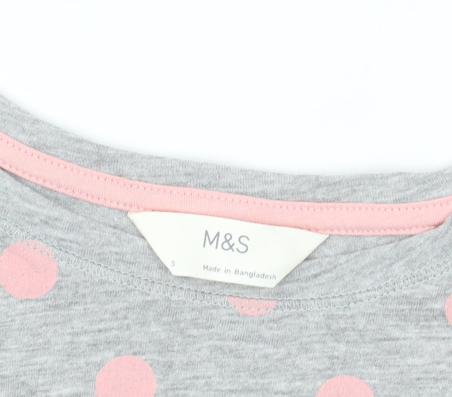 Marks and Spencer Grey Polka Dot T-Shirt - Size S