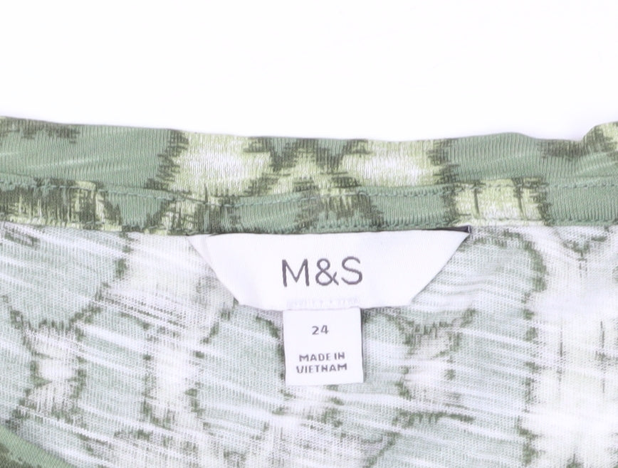 Marks and Spencer Green Geometric Plus Size T-Shirt