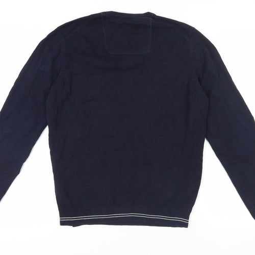 Boss Blue V-Neck Pullover Jumper Size M