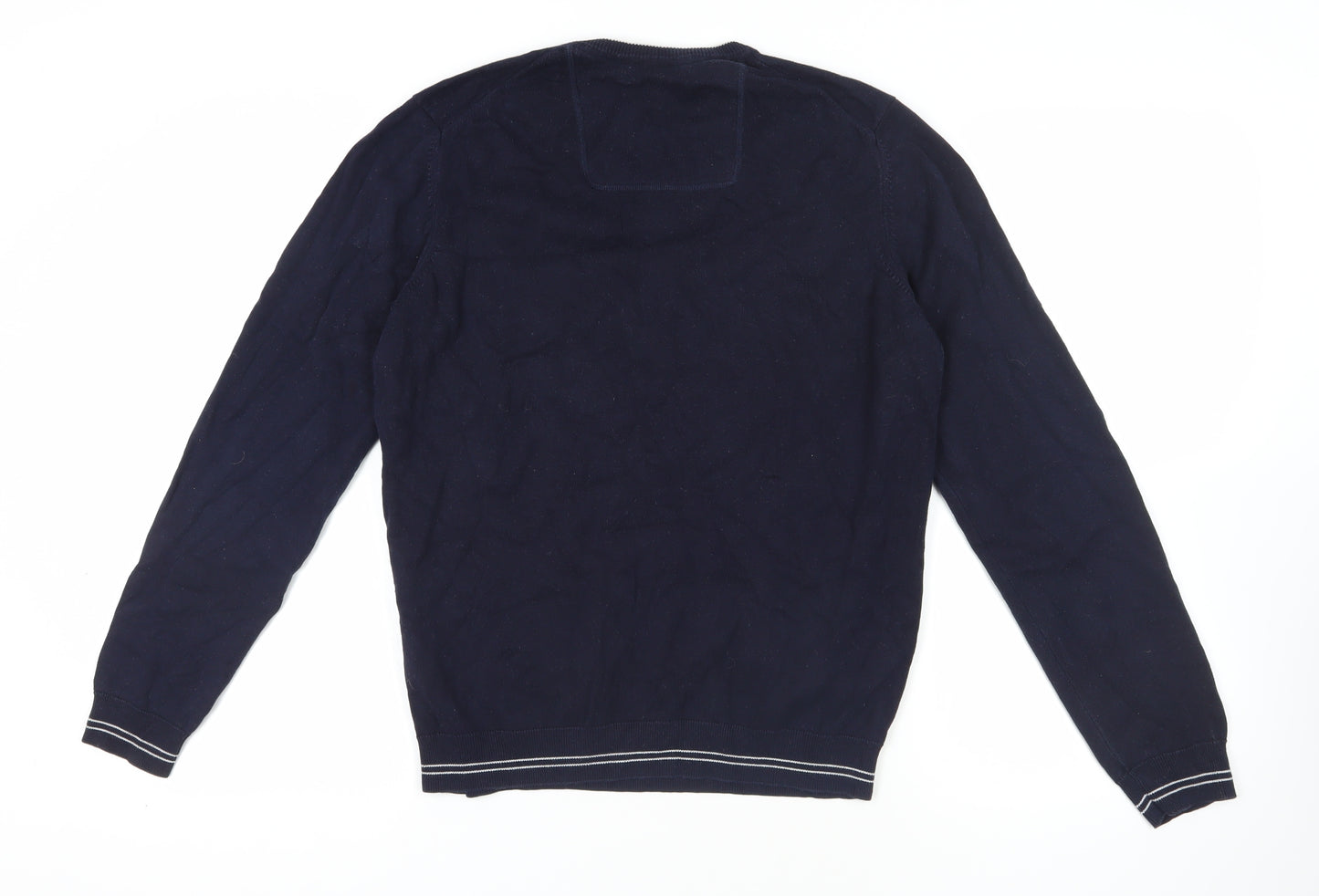 Boss Blue V-Neck Pullover Jumper Size M