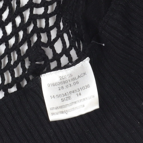 Jane Norman Black Crochet Shrug, Size 14 - Elegant Style