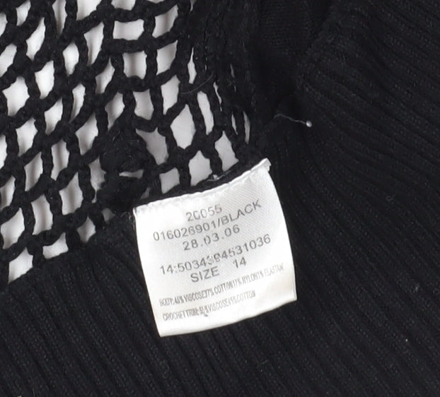 Jane Norman Black Crochet Shrug, Size 14 - Elegant Style