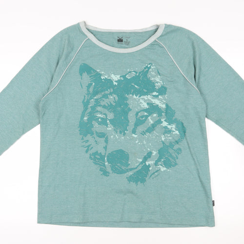Trigema Green Wolf Graphic Pullover Sweatshirt XL