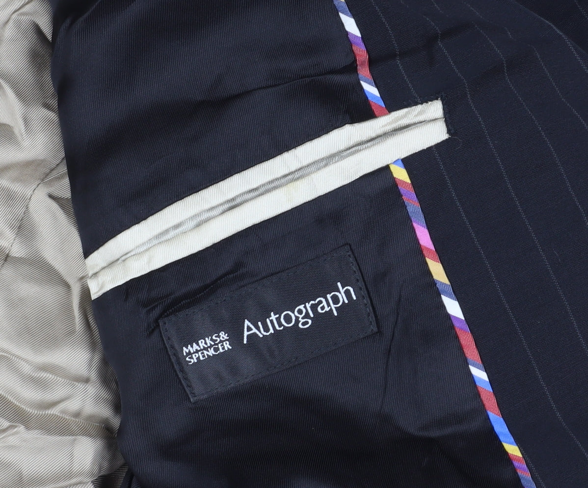 Marks & Spencer Autograph Black Striped Blazer, M (Chest 44)