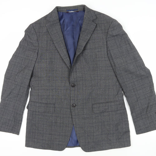 Marks and Spencer Grey Check Wool Blazer - Size 50