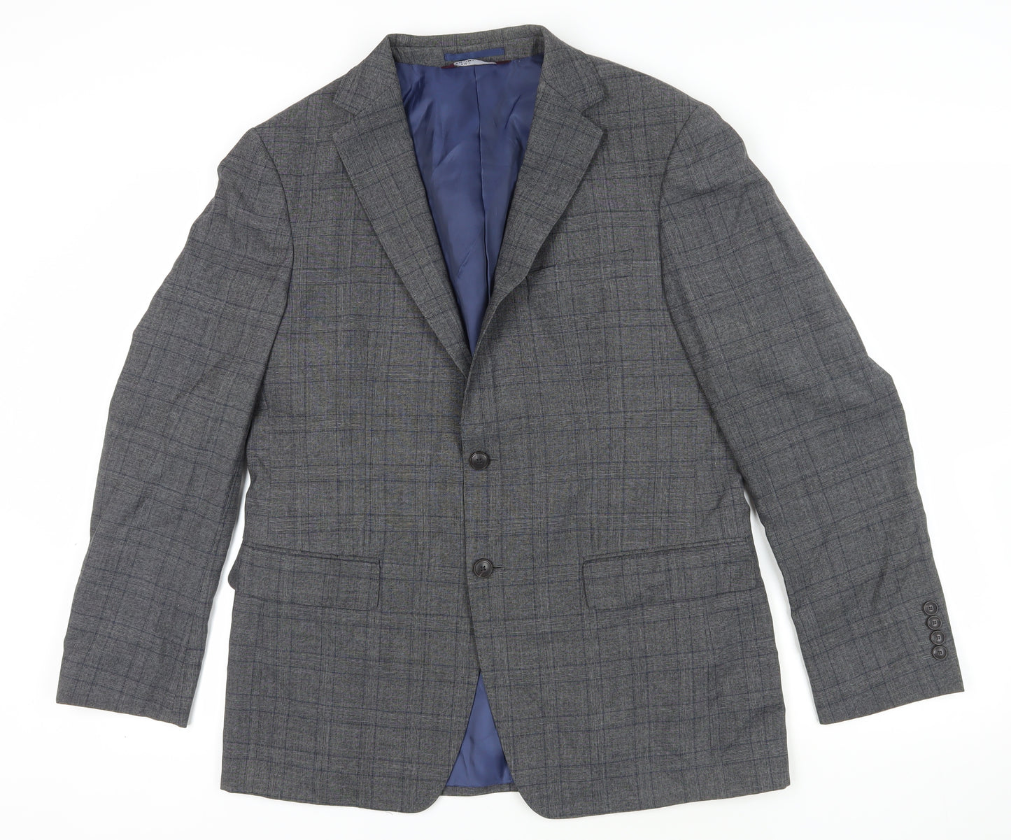 Marks and Spencer Grey Check Wool Blazer - Size 50