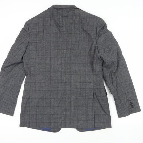 Marks and Spencer Grey Check Wool Blazer - Size 50