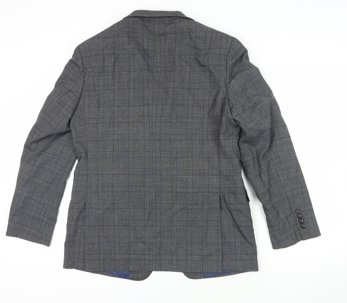 Marks and Spencer Grey Check Wool Blazer - Size 50
