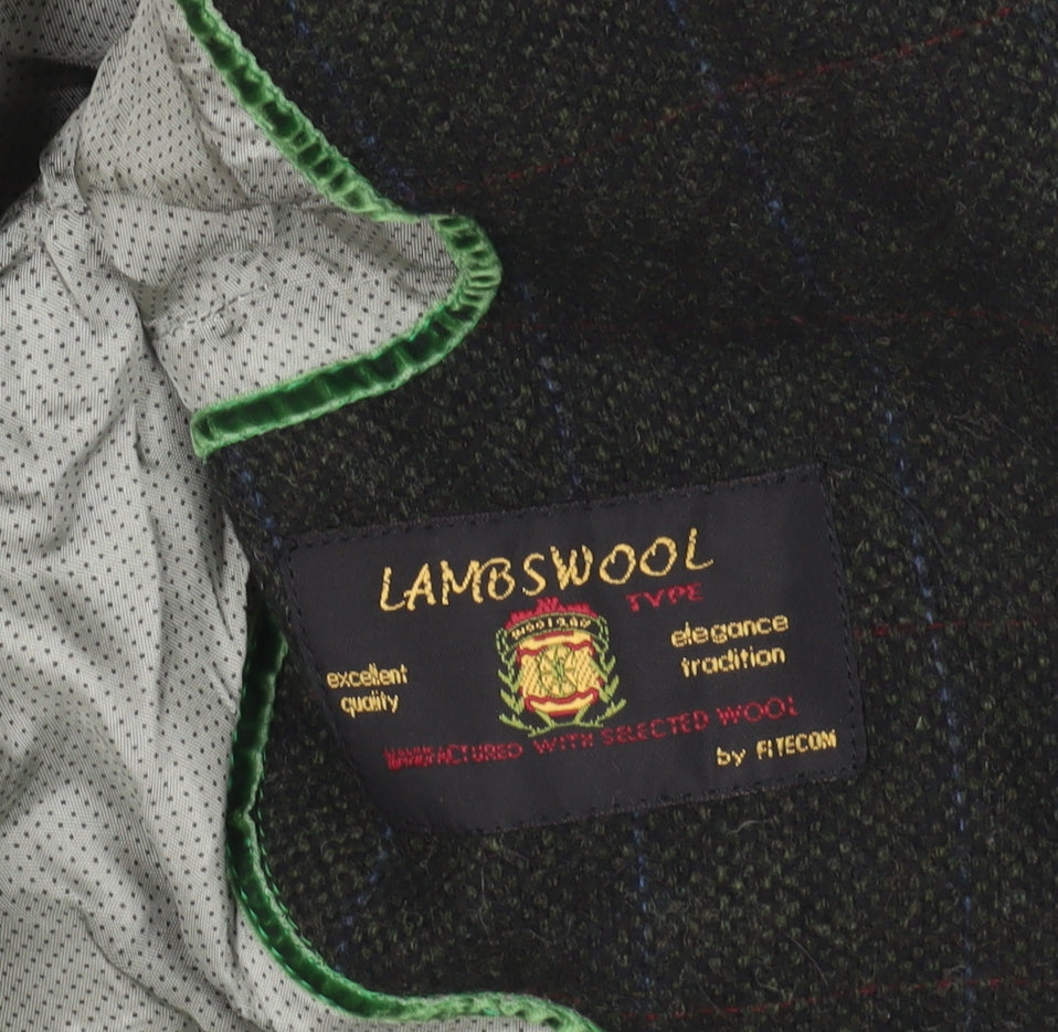 Zara Green Tweed Wool Blazer, Size 12, Classic Style