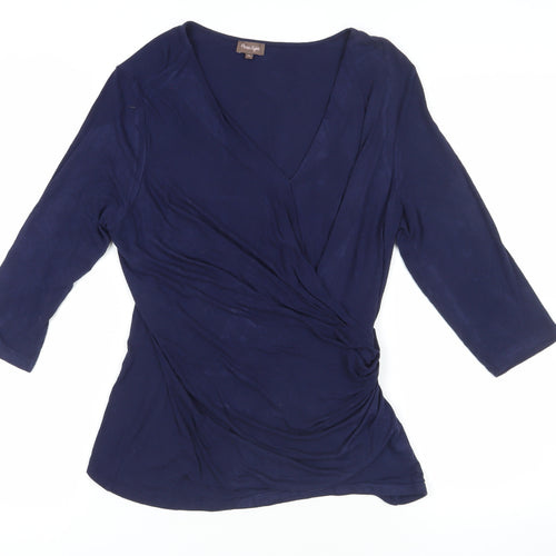 Phase Eight Blue 3/4 Sleeve Wrap Blouse Size 16